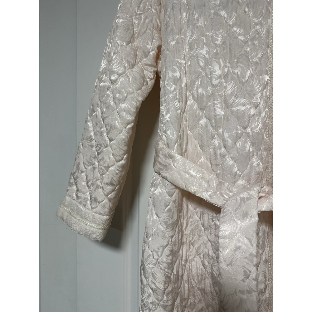 Christian Dior, Women's Vintage Quilted Bathrobe, Peach/Pink, 100% Polyester, M - Picture 4 of 12